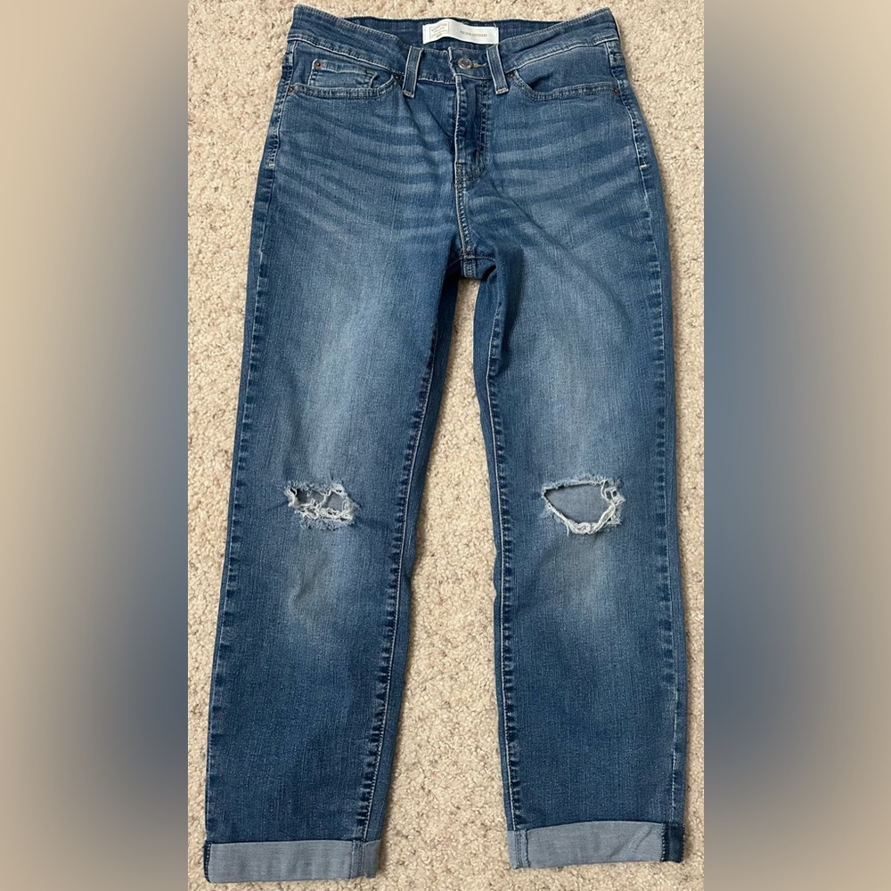 Levi’s Strauss Signature Boyfriend Jeans 28 Distressed Cuffed Stretch